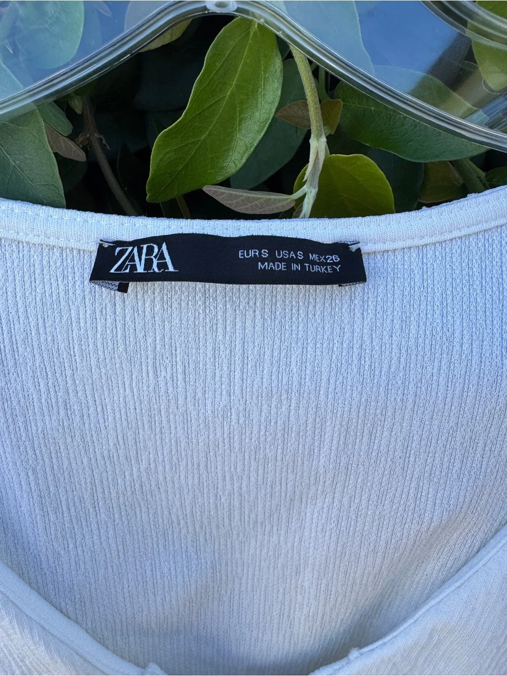 Zara Cropped V-Neck Button Front Top - White